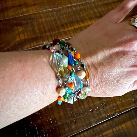 Cookie Lee multi strand beaded bracelet turquoise bohemian - Picture 1 of 5